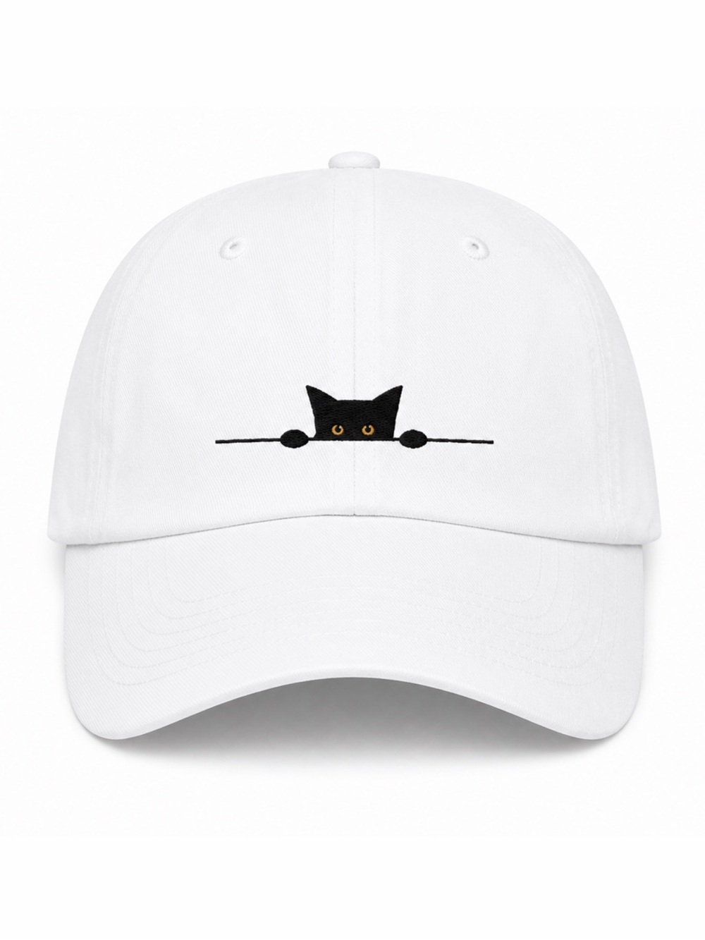 🐈‍⬛ White Cat Peeking Embroidered Baseball Cap Cute Minimalist Adjustable Hat